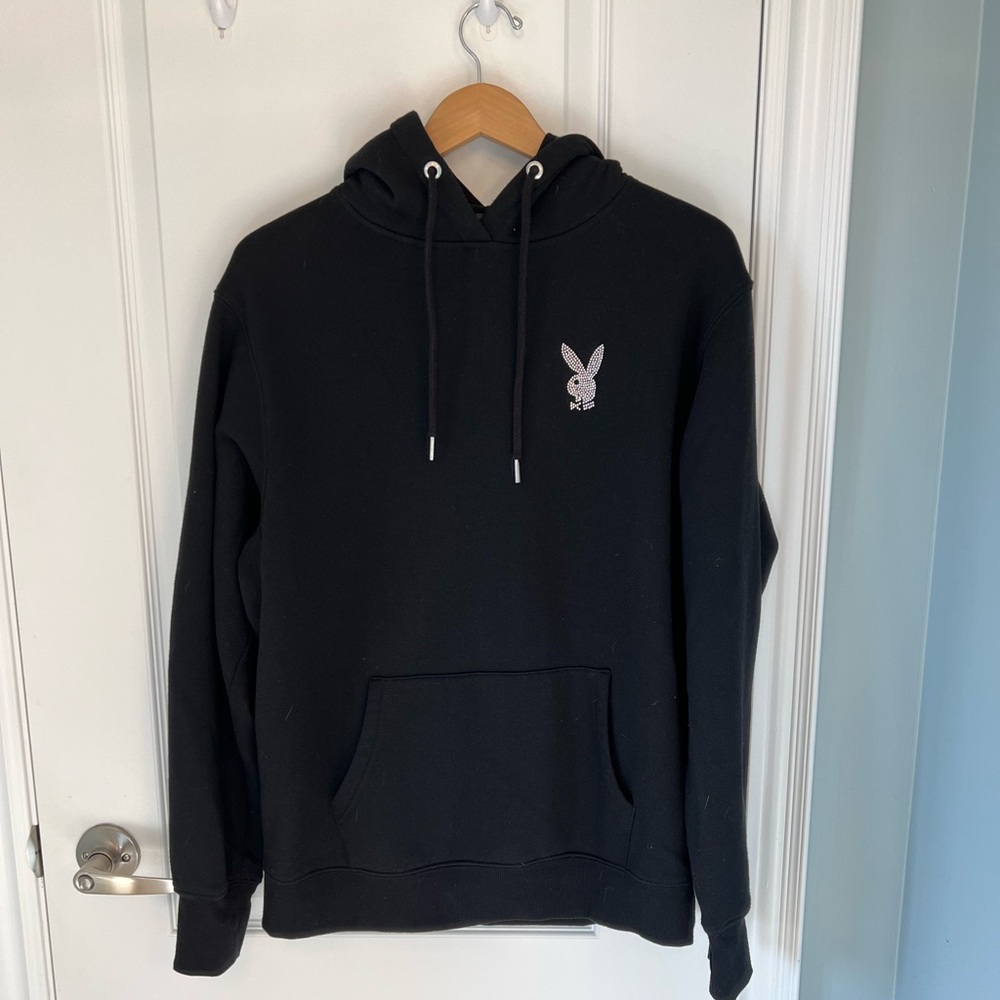 playboy hoodie black with crystals